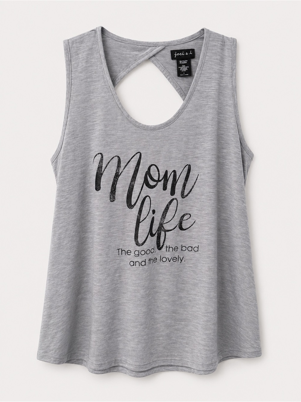 Source Unknown Gray 'Mom Life' Sleeveless Tank with Crisscross Back